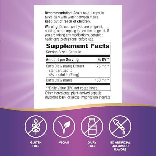 Nature's Way Standardized Cat's Claw Extract, 175 mg per Serving, 60 ct - image 5