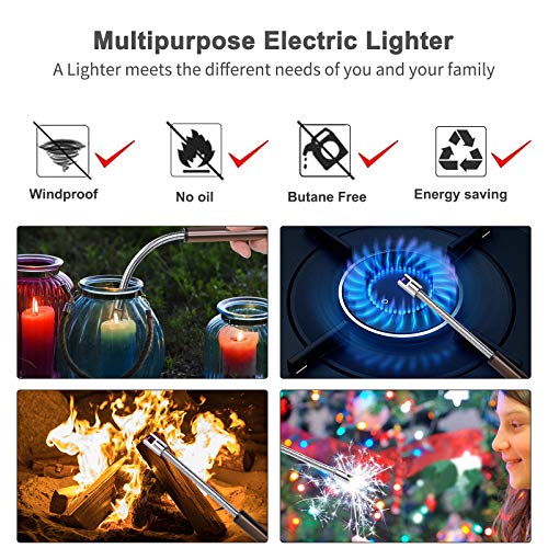 JNUYISW Kerzenfeuerzeug, wiederaufladbares USB-Lichtbogenfeuerzeug Flammenlos Winddicht Flexibel, Elektrisches… – Bild 8