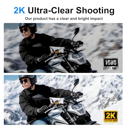 Image of YZW MT100 Motorcycle Bicycle Cycling Recorder, Motorcycle Dash Cam with 64GB SD Card, 2K HD Video Recording, 3 Brackets Contains, Suitable for Different Models, WiFi Mobile APP One-Click Connectivity