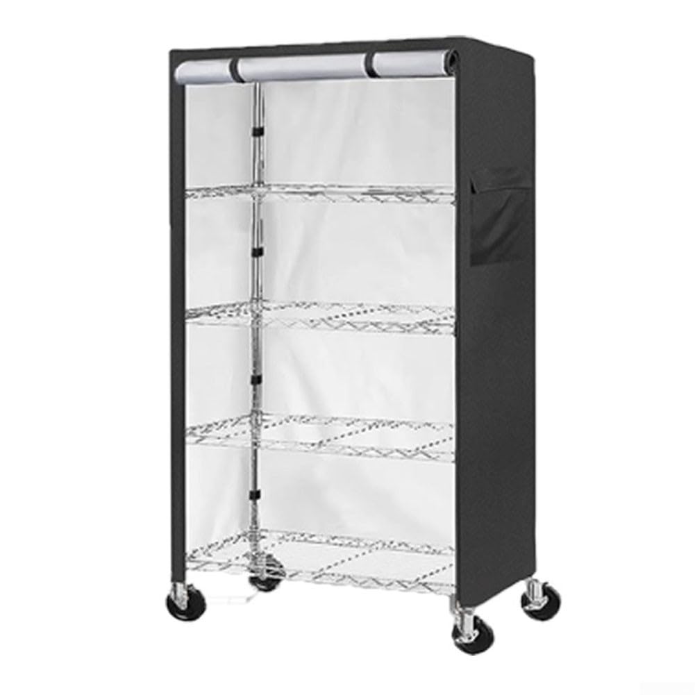 Draht-Regal-Abdeckung, strapazierfähig, wasserdicht, staubdicht, Standregalabdeckung mit Reißverschluss-Design, Seitentaschen für Garage, Keller, Küche, Garage, Aufbewahrung (92 x 46 x 183 cm