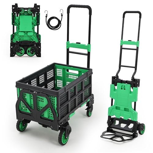 Carretilla plegable 2 en 1 con ruedas y mango retráctil