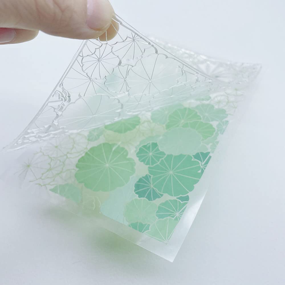 Sello transparente de silicona transparente con fondo de hoja de loto verde, sello de goma para hacer tarjetas, decoración y álbumes de recortes