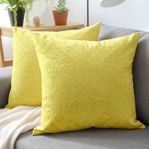 Image of Encasa XO Velvet Cushion Covers, No Inserts, Set of 2, Pale Lime