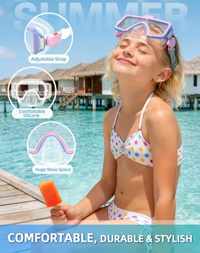 Kids Goggles with Nose Cover,Anti-Fog Swimming Goggles for Kids 6-14 - image 5