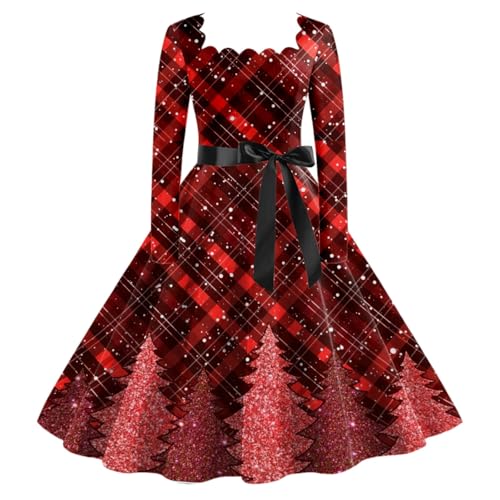 Xiaojiu Vestito da Natale da donna, scollo a V, abito da donna con gonna di abete, abito nero da donna, elegante, scheletro da donna, taglia grande, con cappuccio, da donna, con stampa di N, Rosso Xiaojiu Vestito da Natale da donna, scollo a V, abito da donna con gonna di abete, abito nero da donna, elegante, scheletro da donna, taglia grande, con cappuccio, da donna, con stampa di N, Rosso