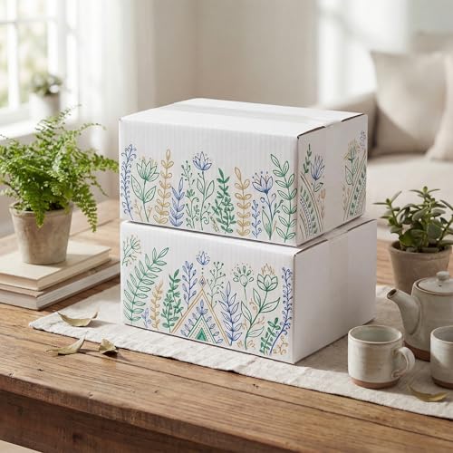 Image of RLAVBL 10x7x5 Shipping Boxes Set of 30, White Corrugated Cardboard Box for Packing, Mailing, Business