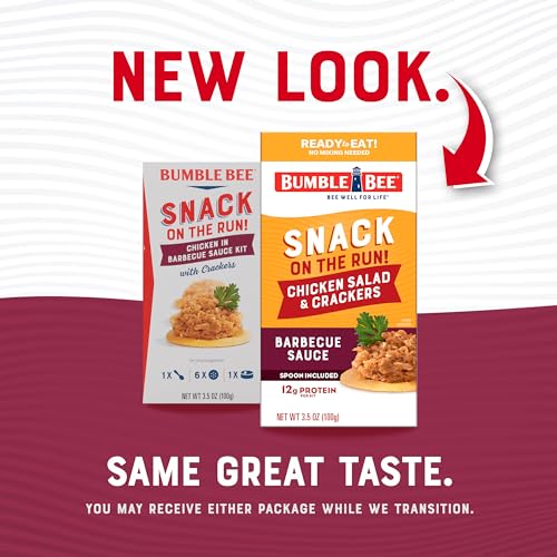 Image of Bumble Bee Snack On The Run! Protein Snack Pack - BBQ Chicken Salad with Crackers - 12g Protein per Box - Ready to Eat Easy-Open Canned Chicken Salad (Pack of 5)