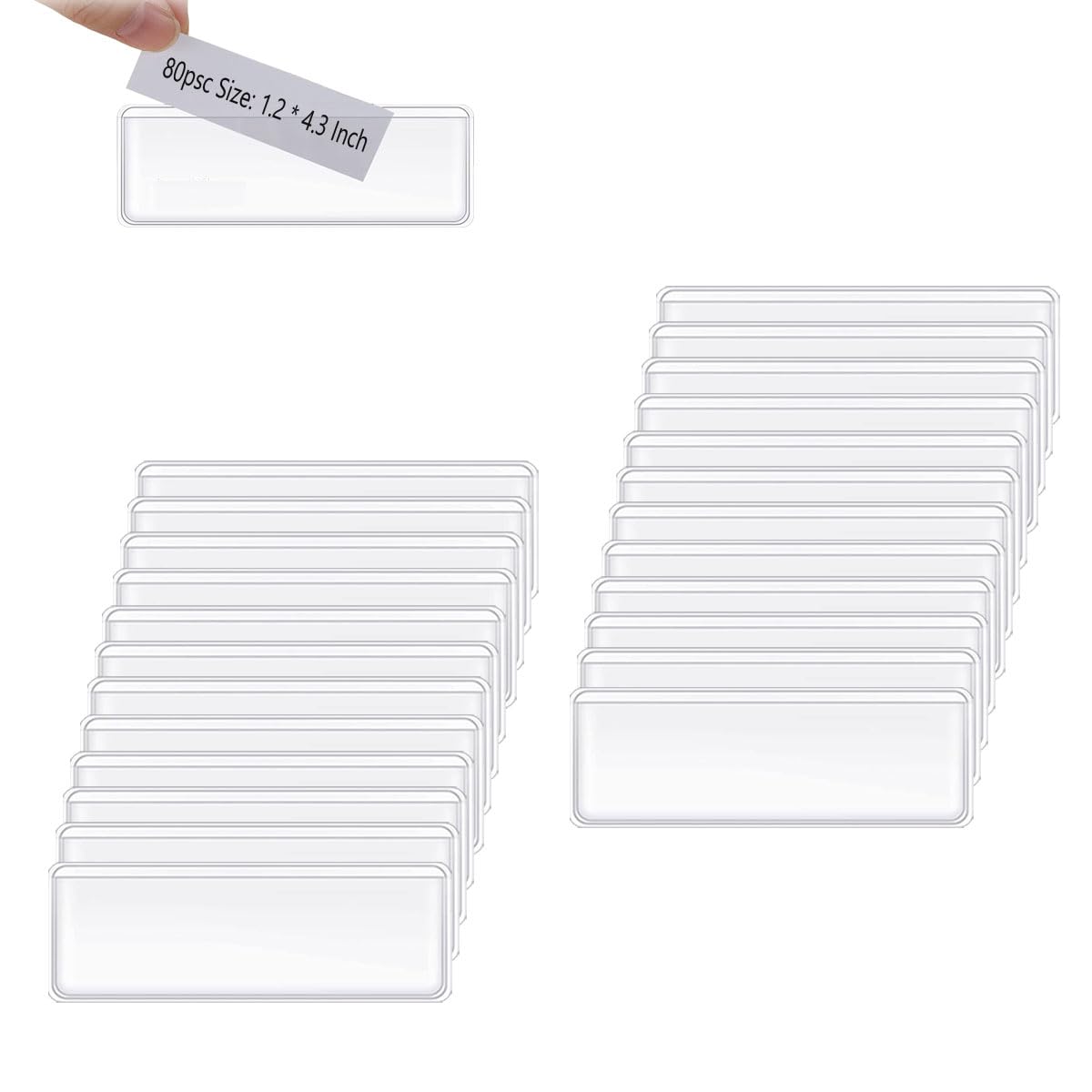 Diteje 80 Pack Self Adhesive Label Holders,Index Card Pockets Tag Holder for Storage Bins Mailbox File Cabinet,1.2 x 4.3 Inch