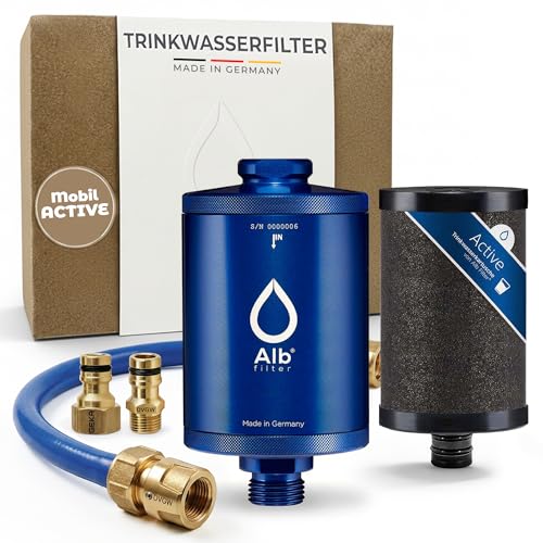 Alb Filter® MOBIL Active Trinkwasserfilter | Sauberes Trinkwasser unterwegs mit Boot, Yacht, Camping oder Mobilheim | Blau