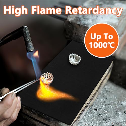 Feuerfeste Unterlage, 50x50cm Hitzebeständig Hitzeschutzmatte, 5mm Stark Carbonfilz Feuerschutzmatte mit Aufbewahrungstasche, Feuerfeste Matte für BBQ Grills,Camping,Schweißen,Kamin,Rasen – Bild 3