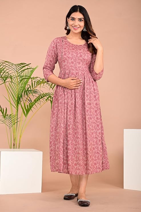 Image of Shantika Women's Maternity Dress Feeding Kurti with Zippers