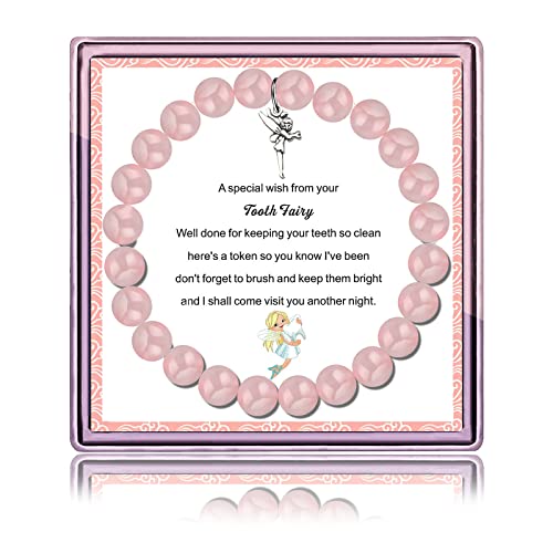 ARHTF Tooth Fairy Bracelet Tooth Fairy Letter First lost Tooth Gift from Tooth Fairy Gift (Pink toothfairy)