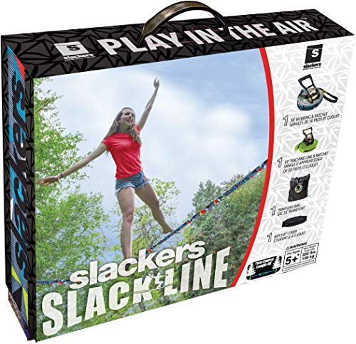 Slackers 50-Feet Slackline Classic Set with Bonus Teaching Line, Green…
