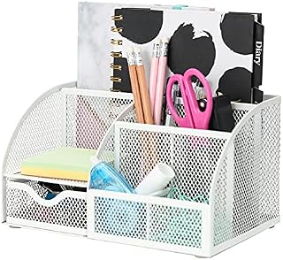 EXERZ Desk Organiser/Mesh Desk Tidy/Pen Holder/Multifunctional Organizer EX348 - Pink