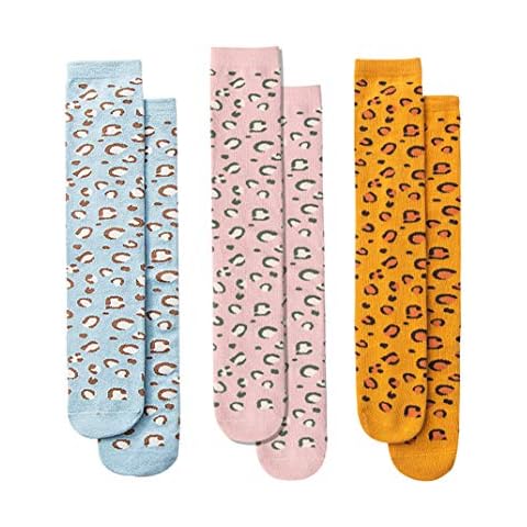 Lumsinker 3 Paar Leopard Kniehohe Mädchen Socken Kinder Acryl Lange Strümpfe Cover