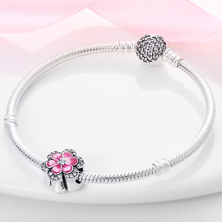TINSLO Ciondolo Argento Sterling 925 con Cubic Zirconia Pendenti per Pandora Braccialetti, Compatibile con Braccialetti e Collane europei, perfetto Regali per Moglie e Ragazze B3