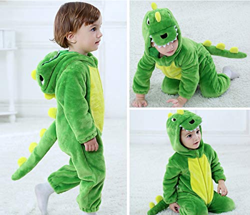 Doladola Bébés Garçons Filles Flanelle Animal Dinosaure À Capuche Barboteuses - Image 5