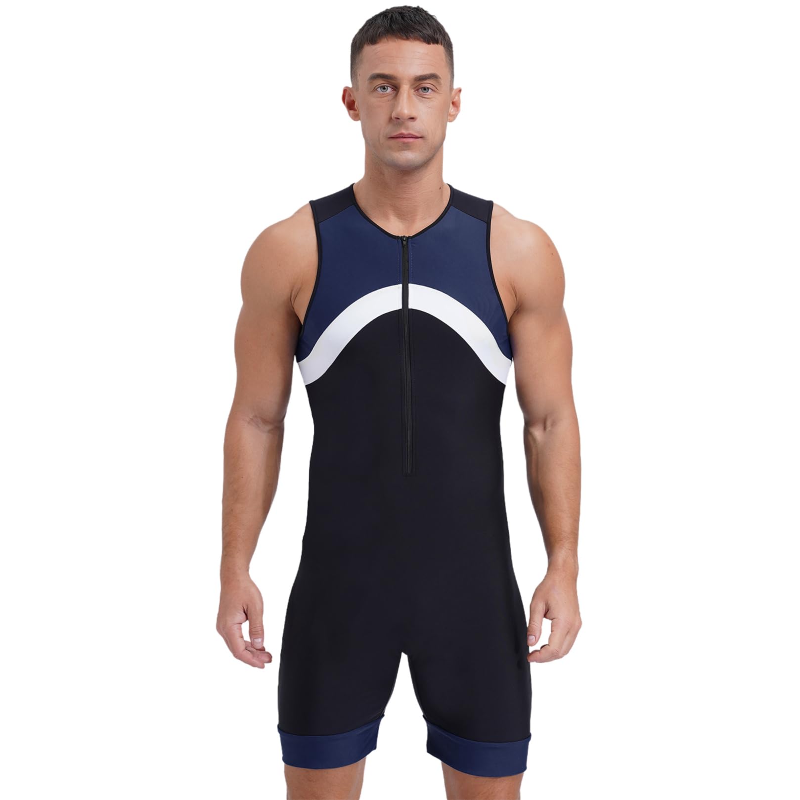 ranrann Maillot de Bain Homme 1 Pièce Combinaison Natation Combishort Surf Plage Piscine Sport Swimwear M-4XL