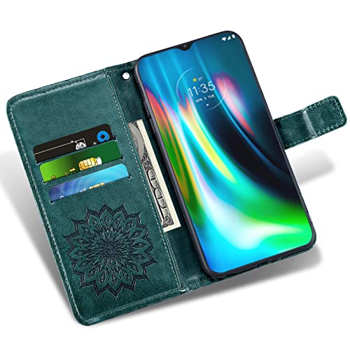Funda Moto E7 Plus verde oscuro para viajes urbanos con tarjetero integrado 3