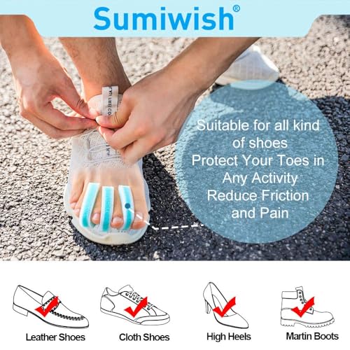Image of Sumiwish Foam Toe Separators, 20 Pack Breathable Toe Spacers, Reduce Friction and Relieve Corns Pain, Overlapping Toes Corrector - (Blue)