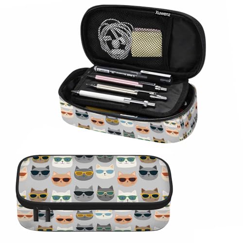 Image of Kitty Cat Pencil Case Funny Animal Pet Comic Cartoon Pencil Bag Pouch Box Organizer for College School Students Boy Girl