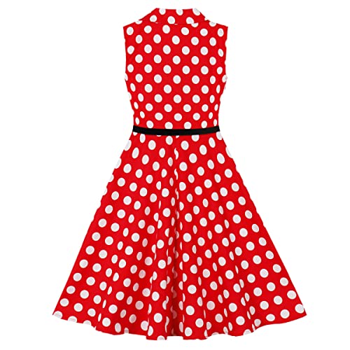 50s Dresses for Girls Vintage Polka Dot Swing Dress with Belt2