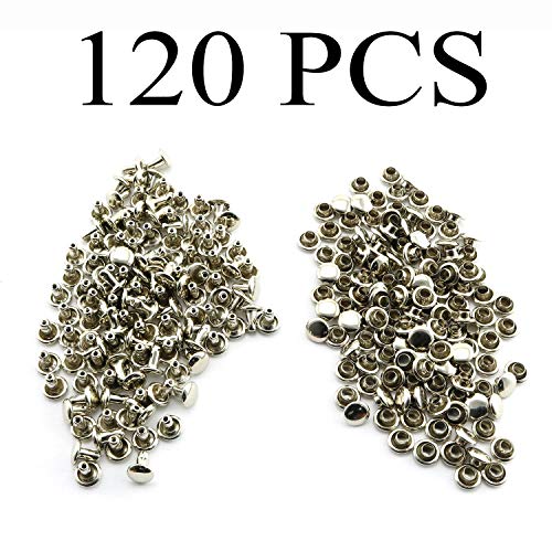 120Pcs 6X6Mm Silver Double Cap Rapid Rivets Round Head Decorative Rivets Diy Leather Craft Studs 1/4 Inch #TOP4