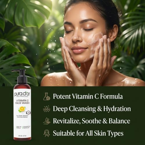 PURA D'OR Vitamin C Face Wash Gentle Daily Facial Cleanser, 8oz - image 4