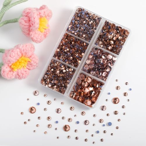 Image of BEADSLAND Hotfix Rhinestones, 4000 PCS Light Peach Rhinestones for Clothes Crafts Mixed 6 Sizes with Wax Pencil and Tweezers Kit, SS6-SS30, Champagne