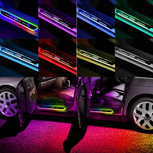 SunTongLu Led Door Sills for Car Magnetic Personalized Custom Text Logo Car Door Lights 7 Colors/28 Modes Auto-Sensing Led car Door Sill Lights Wireless Car Pedal Lights
