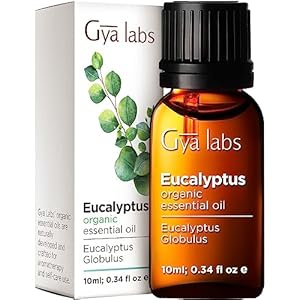 Gya Labs Organic Eucalyptus Essential Oil for Diffuser – 100% Pure and Natural Eucalyptus Oil Essential Oil Organic for Skin, Hair, Soap Making & Humidifier, Premium Aromatherapy Oil (0.34 Fl Oz)