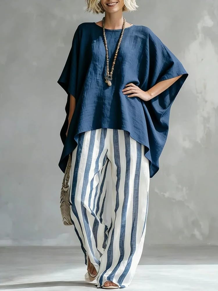 Women Linen Shirt Set Summer Casual Pants Two Piece Outfit