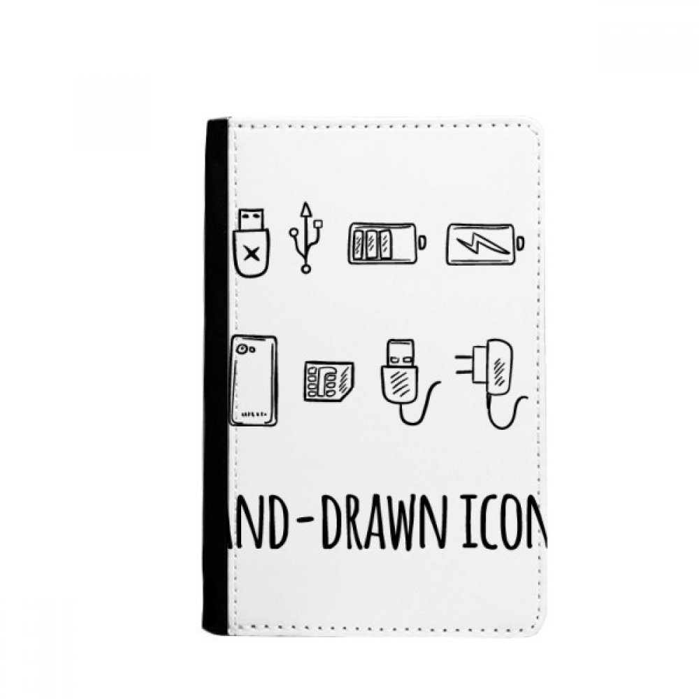 DIYthinker Plug Socket Charging Cable Pattern Passport Holder Notecase Burse Wallet Cover Card Purse