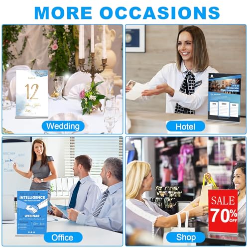 image for EHWINE Acrylic Sign Holder 8.5 x 11, 10 Pack Double-Sided Stand up Tab
