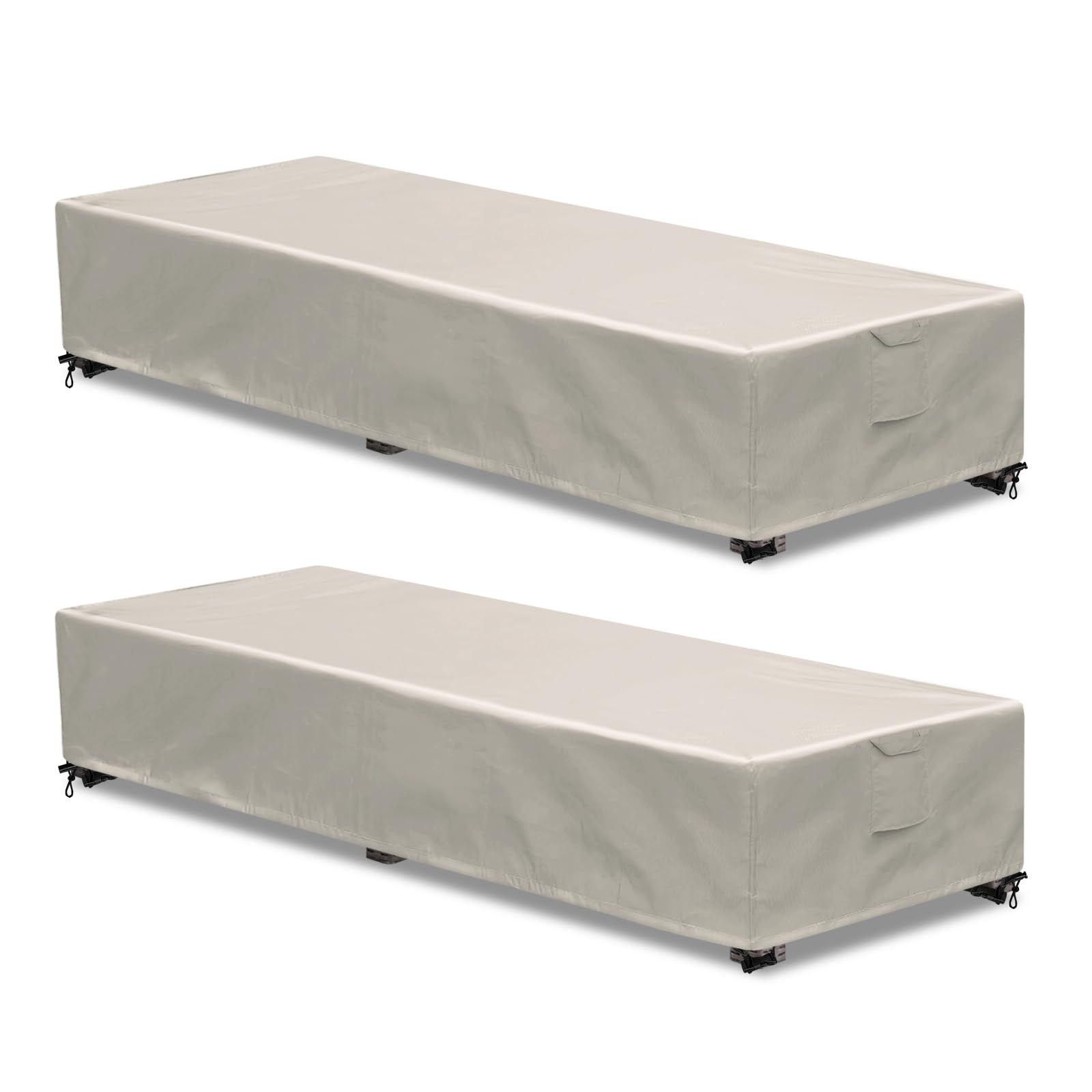 Photo 1 of GoldenRaindrop Lounge Chair Covers Outdoor Waterproof Patio Chaise Lounge Cover 600D Weather Resistant Material, UV Protection, Windproof Design 2 Pack 78" x 26" x 12" H, Beige