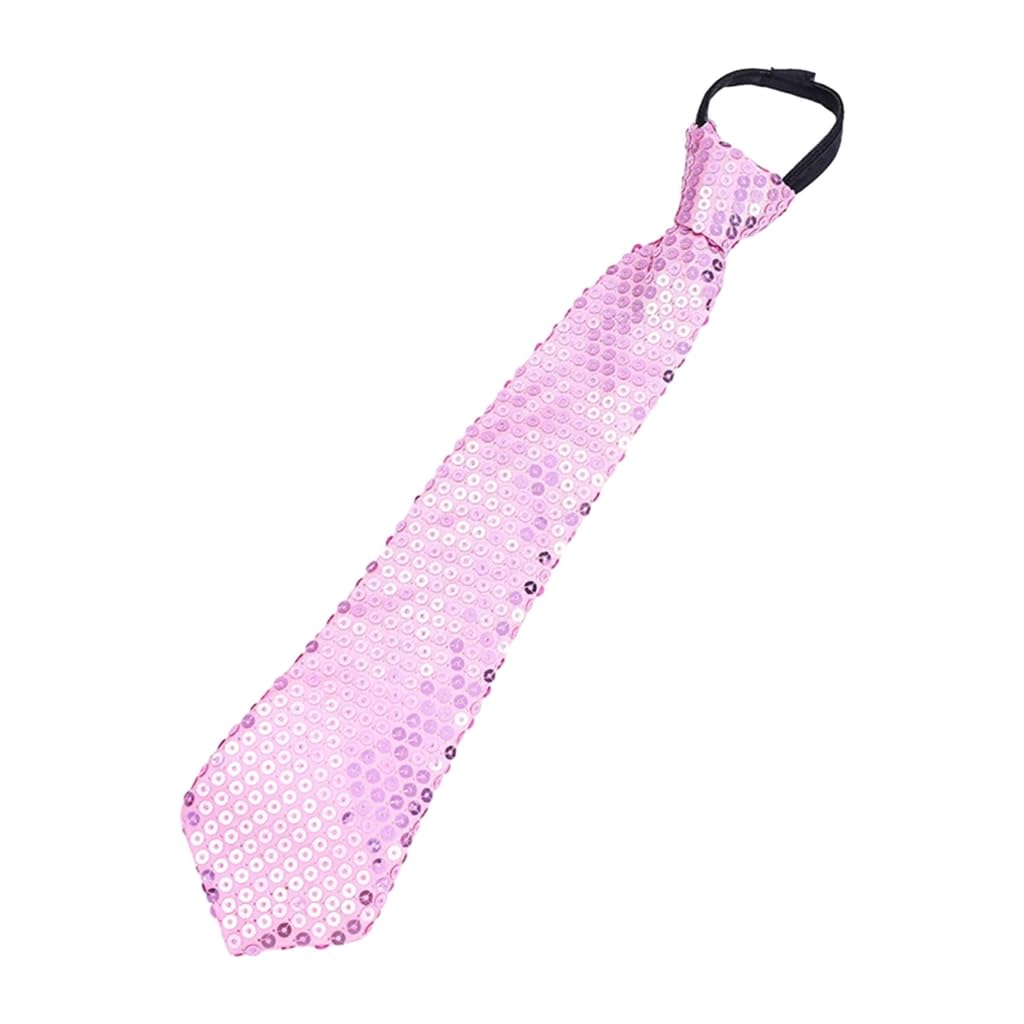 Elnwnnkc Shining Sequins Tie Stage Glitter Paillette Adjustable Zipper Necktie Pre-Tied Neck Wear Fashion Collar