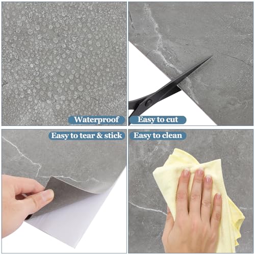 SHUESS 40 Pack Self Adhesive Floor Tile - 30 x 30cm Peel and Stick Floor Tiles Self Adhesive - Waterproof Vinyl Flooring for Kitchen Bathroom Living Room, Covers 38.75 ft² (3.6m²), Grey - Image 4