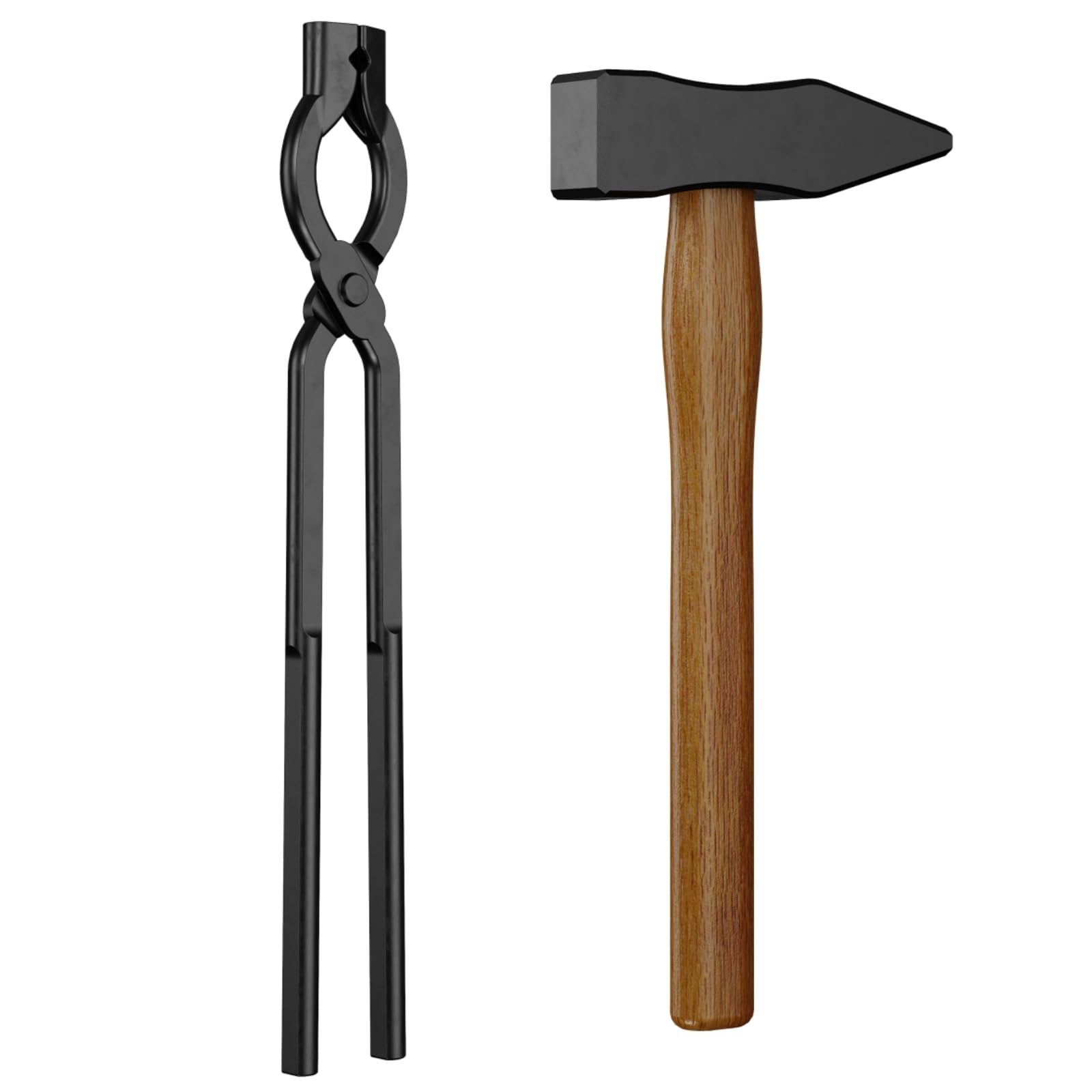 Blacksmith Tongs Set, 17 Inch Carbon Steel Forging Tongs, 2-Piece Professional Blacksmithing Tools for Beginners and Expert Craftsmen