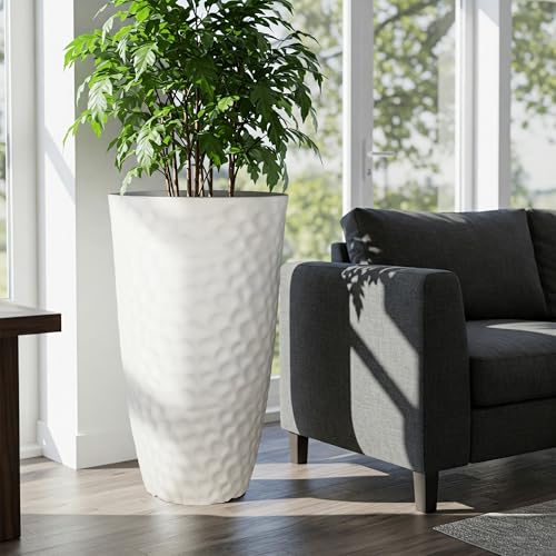 Worth Garden 24" H Tall Hammered Texture Planters Set of