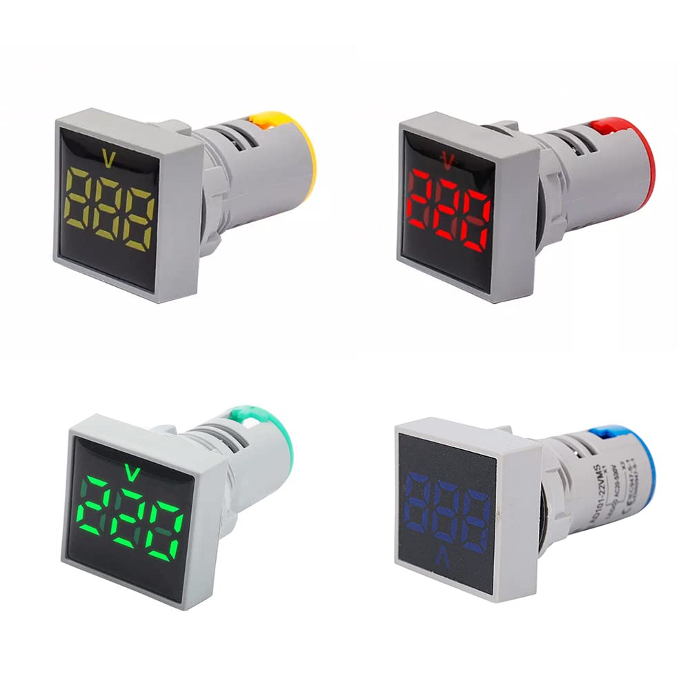 Microtail Direct AC 60-500V Digital Voltmeter LED Indicator Lamp Square Signal Light (Red-Yellow-Green-Blue) Combo (B08F3LLSFQ) Amazon Price History, Amazon Price Tracker