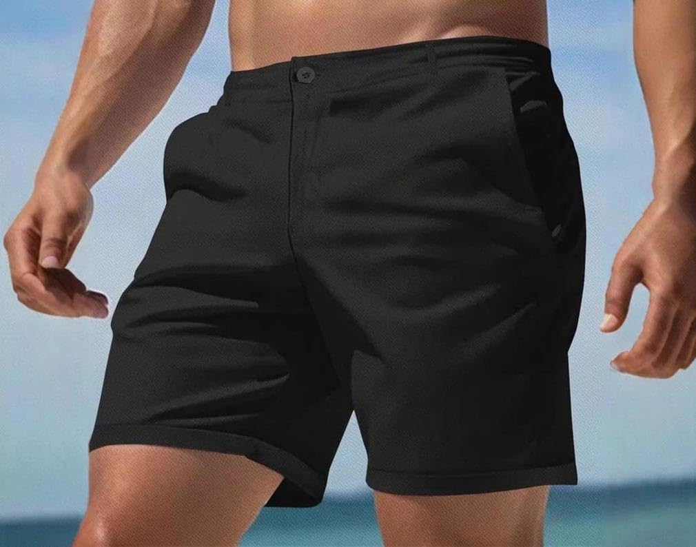 Men's Retro Suit Shorts Solid Color Summer Casual Sports Daily Short Pants