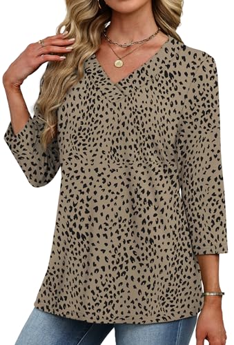 Image of XIEERDUO 3 /4 Length Sleeve Womens Tops V Neck T Shirts Summer Clothes Basic Blouses Dressy Casual 2026 Spring Outfits