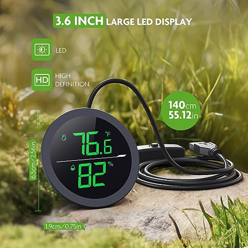 image for Reptile Tank Thermometer, PAIZOO LED Digital Reptile Thermometer and H