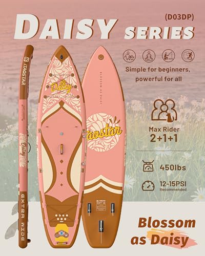 Image of iTAOSTAR Daisy 11'6' x 35 inch Extra Wide Paddle Board with Seat, One-Stop Premium SUP Board Accessories, Tailored 5 Fins, Stable Stand Up Paddle Boards for Youth of All Skill Levels