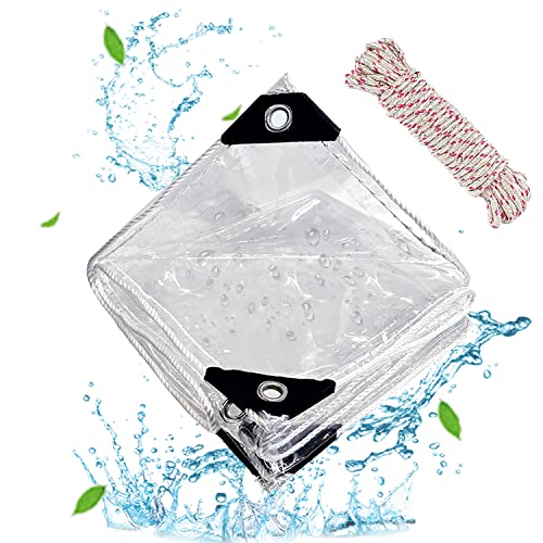 Wyajmoo Transparente Plane mit ösen 180x180CM wasserdichte Abdeckplane aus 420g/m² PVC Material 0.35mm Faltbar Reißfeste Abdeckplane für Gartenmöbel Pflanzen Gewächshaus Automobile Pet Hutch Dach Cover