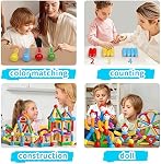 TOKBLOK Blocks magnétiques Jouets pour 3+ Années Vieilles Filles Garçons Magnetic Building Sticks Préscolaire Éducation Apprentissage STEM Jeux d'aimant Montessori Cadeau pour enfants