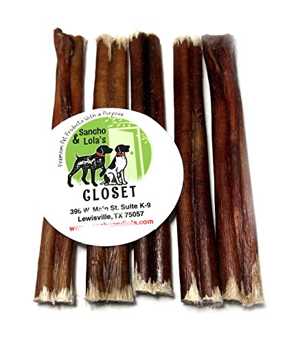 Sancho & Lola's Closet USA Black Angus Bully Sticks for Dogs-6-Inch Standard 5PK Gourmet Small Batch Grain-Free Rawhide-Free Pizzle Dog Chews - No Odor