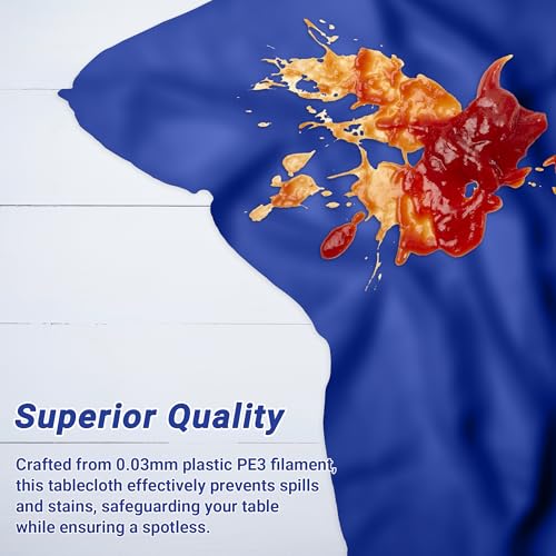 Image of QZYL 4 PCS Blue Tablecloth, 54 x 108 Inches Plastic Table Cloth Disposable, Table Cloth for Parties, Picnic, Camping and Baby Shower Decorations, Leakproof Table Cover of Indoors Outdoors
