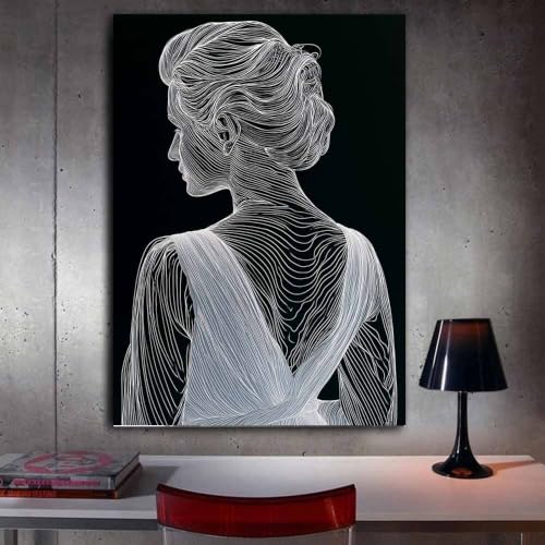 Peinture sur toile noir et blanc affiche murale minimaliste dos féminin cadre 20x30