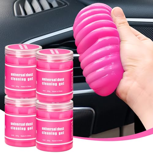 vioview 4 Pack Car Cleaning Gel, Pink Car Cleaning Putty, Universal Auto Detailing Tools Car Slime for Air Vent, Dashboard and Keyboard, Auto Accessories for Women